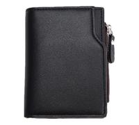Huvqianu Kompakte Brieftasche für Karten, vertikales Kartenfach, Kartenetui mit Reißverschluss, Kartenetui für Herren, Reiseetui für Herren, Größe 12 x 10 x 2 cm, Schwarz, Kaffee, 1 Stück, Schwarz