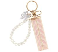 HUVZOR 1 Stück Perlen Schlüsselanhänger Schlüsselband Kurz Mit Schlüsselring Für Frau Edler Keychain Aesthetic(Rosa)
