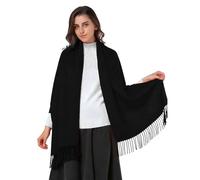 HUVZOR 1 Stück Schal Kaschmir Stolen Damen Schultertuch für Frauen Hochzeit Kaschmirschal Herren Umschlagtuch Winter(Schwarz)