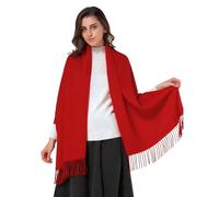 HUVZOR 1 Stück Schal Kaschmir Stolen Damen Schultertuch für Frauen Hochzeit Kaschmirschal Herren Umschlagtuch Winter(Rot)
