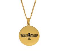 HUWAIYUNDONG Assyrian Aramean Jewelry,Ethnic Vintage Geometric Accessoires,Ashur God Pendant Necklaces For Women Men,Trendy Unisex Region Map Hiphop Wedding Adjustable Chain Patriotic Gift,Gold,60Cm