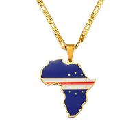 HUWAIYUNDONG Halskette Damen - Ethnische Hip-Hop-Afrika-Karte Anhänger Halskette Schmuck, Cabo Verde Bereich Personal Isierte Halskette, Alltags Anhänger, Kette Mode Einzigartige Accessoires, Gold