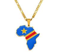 HUWAIYUNDONG Halskette Damen - Ethnische Hip-Hop-Afrika-Karte Anhänger Halskette Schmuck, Kongo Bereich Personal Isierte Halskette, Alltags Anhänger, Kette Mode Einzigartige Accessoires, Gold