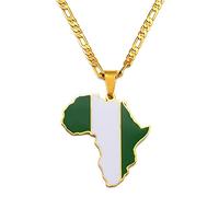 HUWAIYUNDONG Halskette Damen - Hip-Hop Afrika Karte Anhänger Halskette Schmuck, Nigeria Bereich Personal Isierte Halskette, Alltags Anhänger, Kette Mode Einzigartige Accessoires, Grün