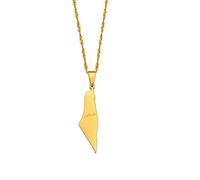 HUWAIYUNDONG Palästina Anhänger Kette Karte Halsketten, Vintage Umriss Trendy Patriotischer Schmuck Unisex Region Accessoires, Hiphop Geometrisch Verstellbare Kette Hochzeitsgeschenk,Gold,45Cm