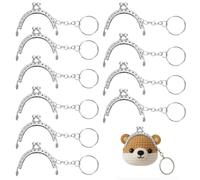 Huybaa 10 Stück Geldbörse RahmenKuss, Retro Metall Schließe Geldboerse Frame Halbkreisförmige Geldbeutel Schliesse, Retro Taschenrahmen Metall mit Schlüsselring für Handtasche DIY Handwerks