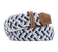 Huyfhksd Mehrfarbiger, elastischer, gewebter Golfgürtel, lässiger geflochtener Stretchgürtel für Damen und Herren, Marineblau, Weiß, Grau, 100 cm/107.5 cm Taille