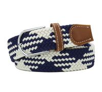 Huyfhksd Mehrfarbiger, elastischer, gewebter Golfgürtel, lässiger geflochtener Stretchgürtel für Damen und Herren, Marineblau / Weiß, for Waist Size 32"-35"