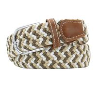 Huyfhksd Mehrfarbiger, elastischer, gewebter Golfgürtel, lässiger geflochtener Stretchgürtel für Damen und Herren, Khaki, Beige, Weiß, 90 cm/97.5 cm Taille