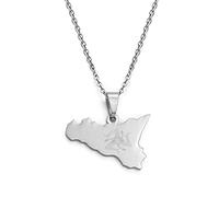 HUYUEXIN Italien Sizilien Karte Anhänger Halskette - Italienischer Country Umriss Hip-Hop Schmuck, Sicilia Polieren Mode Charme Ethnische Kette, Frauen/Mädchen/Männer Unisex