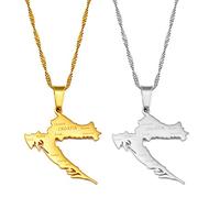 HUYUEXIN Kroatien Karte Anhänger Halskette - Country Umriss Ethnischer Stil Schmuck, Städte Namensdruck Hip-Hop Charm Dünne Wasserwellenkette, Frauen/Mädchen/Männer Unisex