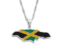 HUYUEXIN Nigeria Karte Anhänger Halskette - Ghana Bunte Flaggen Hip-Hop Charme Schmuck, Jamaika Guyana Country Fashion Ethnische Dünne Kette, Partygeschenk Für Frauen/Mädchen/Männer Unisex,Jamaika S,