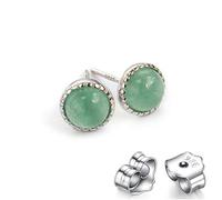 HUYV Ohrstecker Für Damen,Mode Natürliche Runde Grüne Aventurin Stein Ohrringe 925 Silber Ohrstecker Für Weihnachten Geburtstag Schmuck Geschenk Männer Mädchen