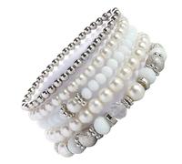 HVRFJXI 5-teiliges Kristallperlen Armband Set mit elastischem Band, schimmernde Kristallperlen Armbänder, Schmuck, ideal für Partys, Verabredungen, elastische Stretch Armbänder