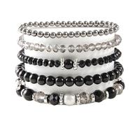 HVRFJXI 5-teiliges Kristallperlen Armband Set mit elastischem Band, schimmernde Kristallperlen Armbänder, Schmuck, ideal für Partys, Verabredungen, elastische Stretch Armbänder