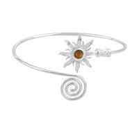 HVRFJXI Robustes Metallarmband mit Retro Sonnenmotiven und türkisfarbenen Verzierungen. Retro Armringe mit verstellbarer Öffnung