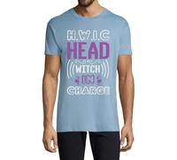 HWIC Head Witch in Charge Crew Neck Cotton Herren T-Shirt Hellblau, hellblau, XXL