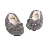 HWJFDC Sockenschuhe Winter Warme Hausschuhe Frauen Hause Fuzzy Plüsch Non Slip Grip Innen Flauschigen Faule Weibliche Maus Ohren Stickerei Boden Schuh(Gray,35-38)