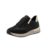 Sneaker RIEKER "Rieker Sneaker Lederimitat", Damen, Gr. 41, gold (schwarz, gold), Lederimitat, casual, Schuhe (50770209-41) schwarz, gold