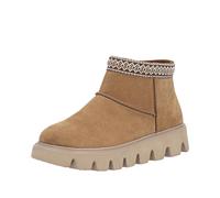 Winterboots RIEKER SPORT, Damen, Gr. 42, hellbraun, Veloursleder, ethno, Schuhe Winterboots, Plateauboots, Stiefelette mit Textileinfass im Ethno-Look (51275167-42)