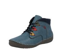 Schnürboots RIEKER, Damen, Gr. 38, blau (royalblau, dunkelblau), Lederimitat, Textil, kontrastfarbene Details, Basic, Schuhe, Stiefelette, Casualboots, High Top Sneaker mit Innenreißverschluss (566084
