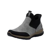 Slip-On Sneaker RIEKER "Ready2GO", Damen, Gr. 39, grau (grau, schwarz), Nubuklederimitat, Textil, sportlich, Schuhe, Boots, Schlupfschuh, Casual-Sneaker mit MemoSoft-Ausstattung (87112339-39) grau, sc
