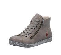 Schnürboots RIEKER, Damen, Gr. 37, grau, Lederimitat, unifarben, sportlich, Schuhe, Schnürstiefelette, Casual-Boots mit Reißverschluss außen (36529022-37) grau