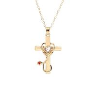 HXFFXHF 925 Sterling Silber Ewige Ewige unendliche Liebe Herzkreuz Halskette für Frauen Mädchen, 14k goldplattiert glänzend Zirkon Kristall Religiöser Kreuzkette - Glaube Herz und Kreuzkette,