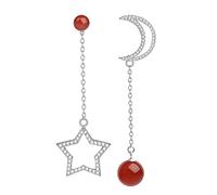 HXFFXHF Modeschmuck Damen Luxus Elegant Edelstein Lange Anhänger Ohrringe Stars und Mond Asymmetrische Ohrringe Ladies Fashion Party Ohrringe High-End-Ohrringe UI