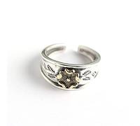 HXFFXHF Ohrringe für Damen Verstellbare Ringfrauen, S925 Sterling Metall Vintage Weites Gesicht Metalgen Blumensteckung Blatt Ethnisch Verstellbares offenes Knöchel Heckring Fingergelenk Zehenring