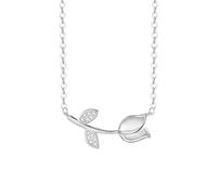 HXFFXHF Schillerndes Tulpen -Halskette 925 Sterlingsilber für Frauen und Mädchen, Lilie Halskette Ohrringe Set - Elegante Tulpenblumenkette, Tulpenkragen, Schmuck mit