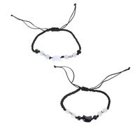 HXNH Set Aus 2 Handgewebten Paar Armbändern Mit Muschelperlen Katzen Anhänger Handkette Bunter Handgelenkkette Schmuck Für Frauen Und Mädchen Freizeitkleidung Handkette