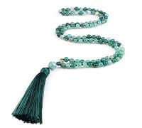 HXSCOO 108 Perlen Gebetskette Natürlicher grüner Streifen Onyx Stein Buddhistischer Buddha Meditationsperle Mala Halskette Schmuck Geschenke (Color : Wooden Bead)