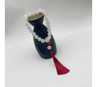 HXSCOO Grüner Jadestein Achat 12mm Perlen Quaste Armband Halskette tibetisch-buddhistischer Mala Buddha Charm Rosenkranz Yoga Männer Frau Schmuck (Color : Rot)