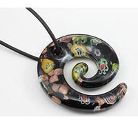 HXSCOO Handgemachte Murano Lampwork Glas Vintage Vortex Anhänger Fit Halskette Schmuck Geschenke (Color : Black Gun Plated)