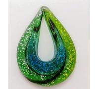 HXSCOO Handgemachte Murano Lampwork Glasfolie Wassertropfen Anhänger Fit Halskette Heißer Schmuck Geschenke (Color : Green)