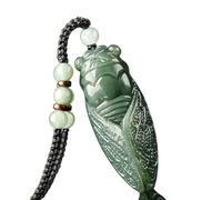HXSCOO Natürliche Hetian Jade Zikade Anhänger Perlen Halskette Charm Schmuck Mode Accessoires Handgeschnitztes Amulett Geschenke for Damen Herren