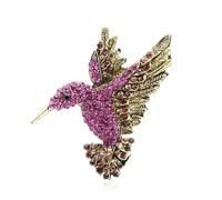 HXSCOO Rosa Blaue Strass Kolibri Broschen Damen Herren Vintage Tier Brosche Pins Geschenke (Color : pink)