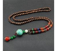 HXSCOO Unisex handgemachte Nepal Halskette Holzperlen buddhistische Mala Perlen Anhänger Halskette ethnische Holzperle Lange Schmuck Geschenk (Color : Style 5)