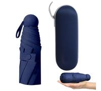 HXSYKJDM Falten Reise Regenschirm, 6 Rippen Mini Regenschirm, Mini Faltbarer Kompakter Regenschirm mit Etui Tragbare Tasche Regenschirm für Frauen und Männer