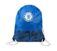 Hy-Pro Chelsea Football Club Offizieller Turnbeutel mit Kordelzug, Blau und Schwarz Fusion Muster, Nylon Sportbeutel mit Teamwappen, 45 x 45 x 35 cm