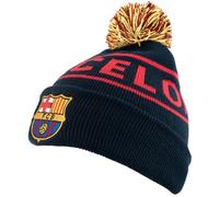 Hy-Pro Offiziell lizenzierte Barcelona Bommelmütze - für den Winter mit traditionellem Pom-Pom Design - Fan Bommelmütze für Damen und Herren Blau mit Logo