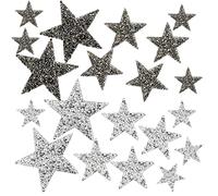 Hyakoz 20 Stück Bügelbilder Strass Aufbügler Strass Applikation Zum Aufbügeln Bügelbilder Glitzer Patches Aufnäher für Hüte, Schuhe, Kleidung, Jeans, DIY, 8/6/4 cm-Silberweiß + Mineralgrau