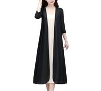 HYBMRQVD Cardigan Damen,Lange Chiffon Sarongs für Damen Strandmode Leichte Maxi Schal Oberteile Lässig Elegant Shrugs Strand Überwürfe Kleid Überwurf Abend Hochzeit Schwarz XXL