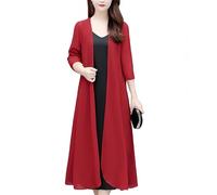 HYBMRQVD Damen Jacke,Lange Chiffon Cardigans Langärmelig Vorne Offen Dünn für Den Sommer Leicht Transparent Schal Bolero Shrug Lockerer Kaftan Boho Geräumiger Kimono Strand Bikini Überzugskleider
