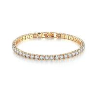 HYBMRQVD Modisches 4 mm Zirkon-Armband, verstellbare Länge, Armband-Kombinationsset, vielseitige Tenniskette, Adjustable, Messing Messing Zirkonia, Fang Jinghao Stein