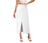 Hybrid & Company Langer Jeansrock für Damen, Weiss/opulenter Garten, 44