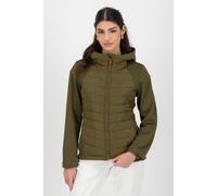 Hybridjacke ALIFE & KICKIN "SoleneAKA", Damen, Gr. S, schwarz olive, Web, Obermaterial: 95% Polyester, 5% Elasthan, unifarben, figurbetont hüftlang, ohne Ausschnitt, Jacken, mit Kapuze und gestepptem