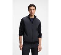 Hybridjacke BOSS GREEN "Momentum", Herren, Gr. L, schwarz (dunkelblau402), Web, Obermaterial: 48% Polyester, 39% Schurwolle, 11% Polyamid, 2% Elasthan, unifarben, regular fit normal, hoch geschlossene
