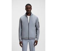 Hybridjacke BOSS GREEN "Momentum", Herren, Gr. XL, grau (dunkelgrau026), Web, Obermaterial: 48% Polyester, 39% Schurwolle, 11% Polyamid, 2% Elasthan, unifarben, regular fit hüftlang, hoch geschlossene